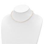 Sterling Silver Rhodium-plated 4-5mm White Semi-Round Freshwater Cultured Pearl 14 inch Necklace, 5 inch Bracelet and Post Earrings Set