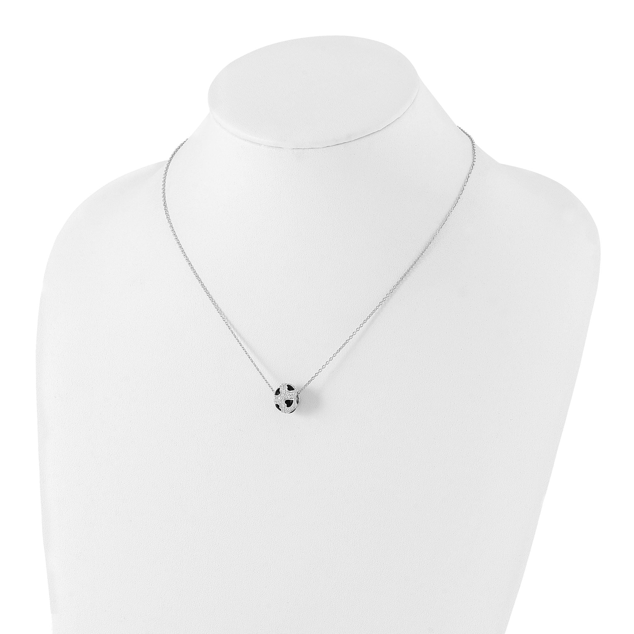 Sophia Jewelers Sterling Silver Cubic Zirconia Fire Heart Bead Necklace