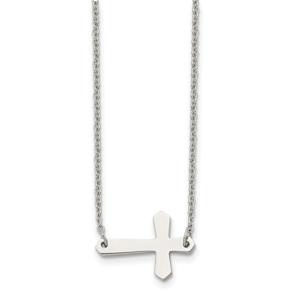 Sideways Cross Necklace in Stainless Steel