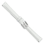 Crocodile-Grain Leather Watch Band in White, 16mm