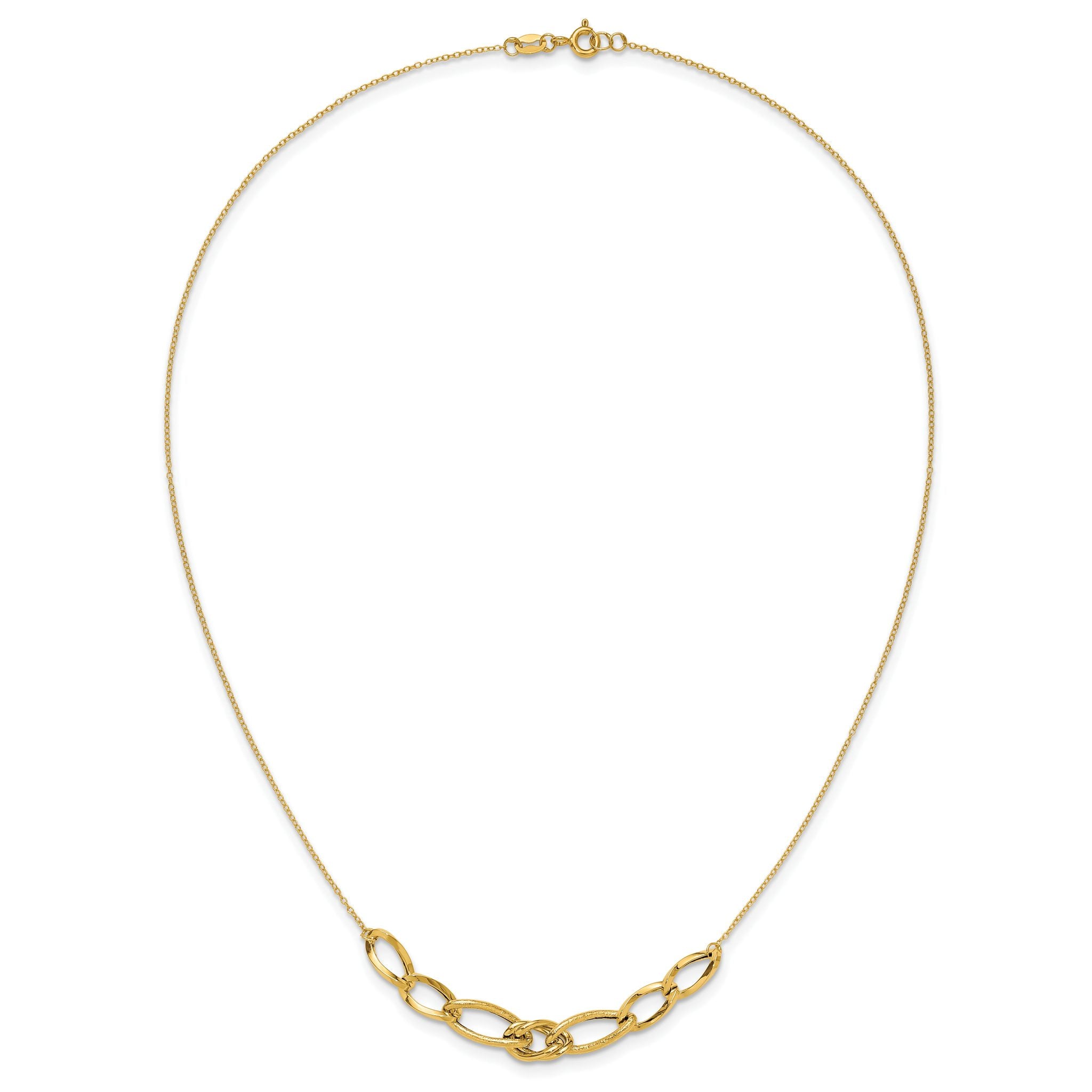Sophia Jewelers 14K Gold Fancy Link Necklace with Polished Texture