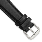Short Black Smooth Leather Watch Band with Silver-Tone Buckle, 14mm