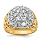 14k Two-tone Mens 3 carat Kentucky Cluster Ring Mounting, Mounting Only