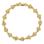 14K Gold Polished and Textured Turtle Bracelet