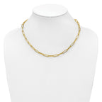 14K Polished and Dimond-cut Paperclip Link Necklace