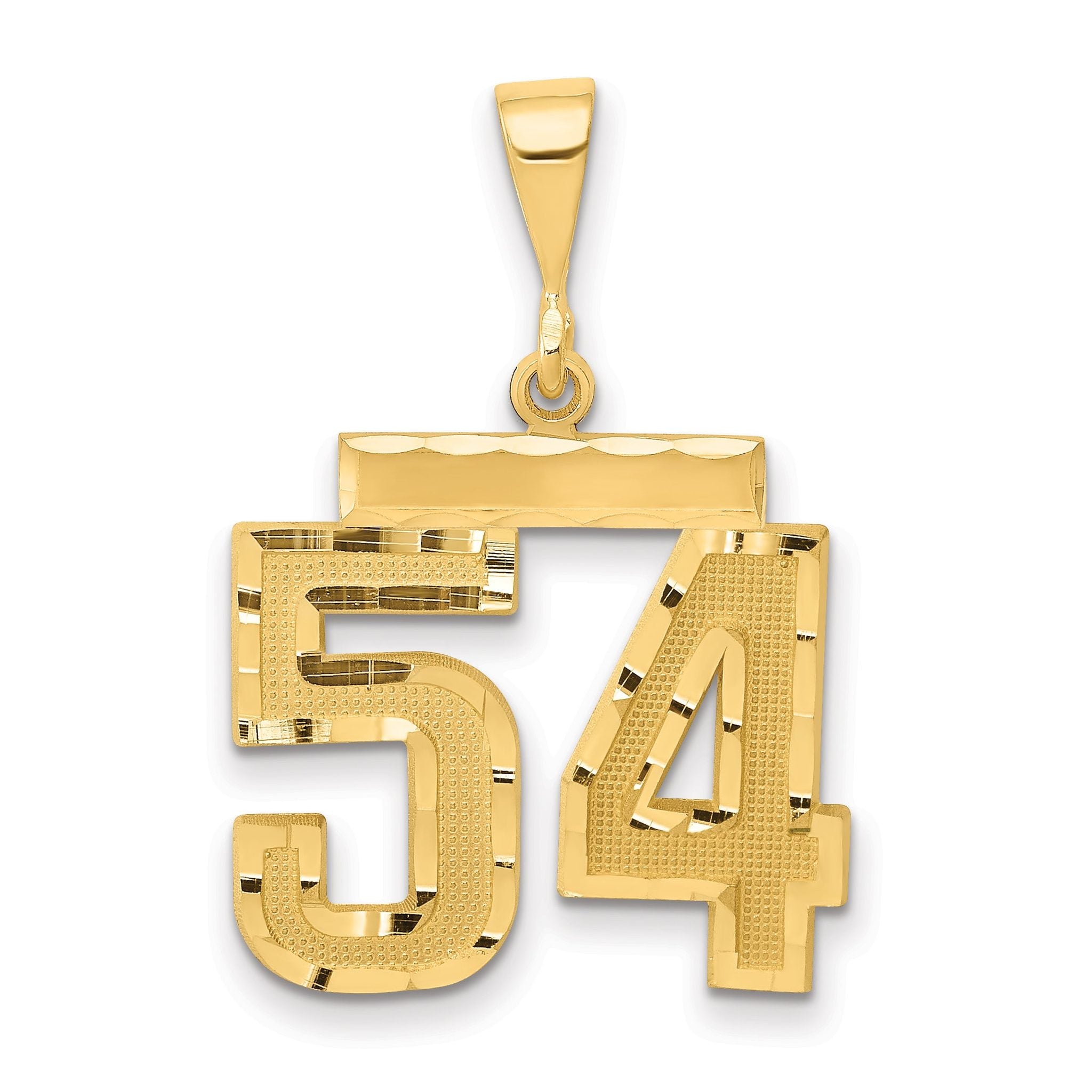 14K Gold Diamond-Cut Number 54 Charm with Polished Finish