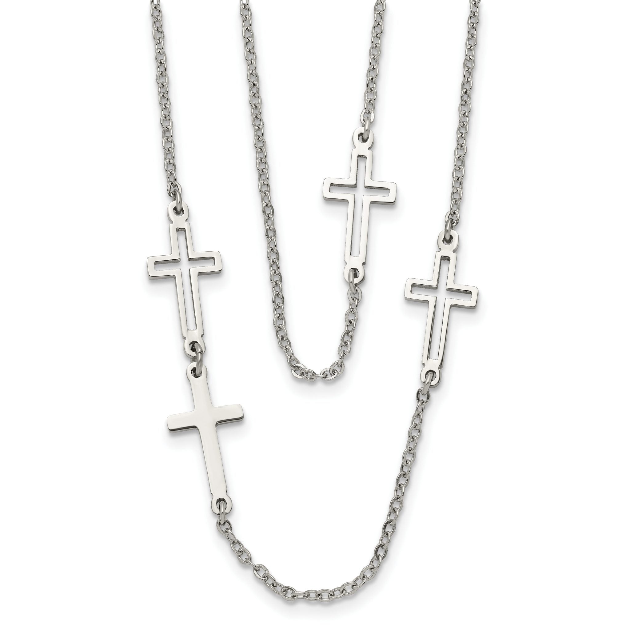 Two-Strand Cross Necklace in Stainless Steel Main image