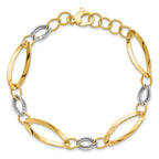 14K Two-tone Polished and D/C Link w/1/2in. ext. Bracelet