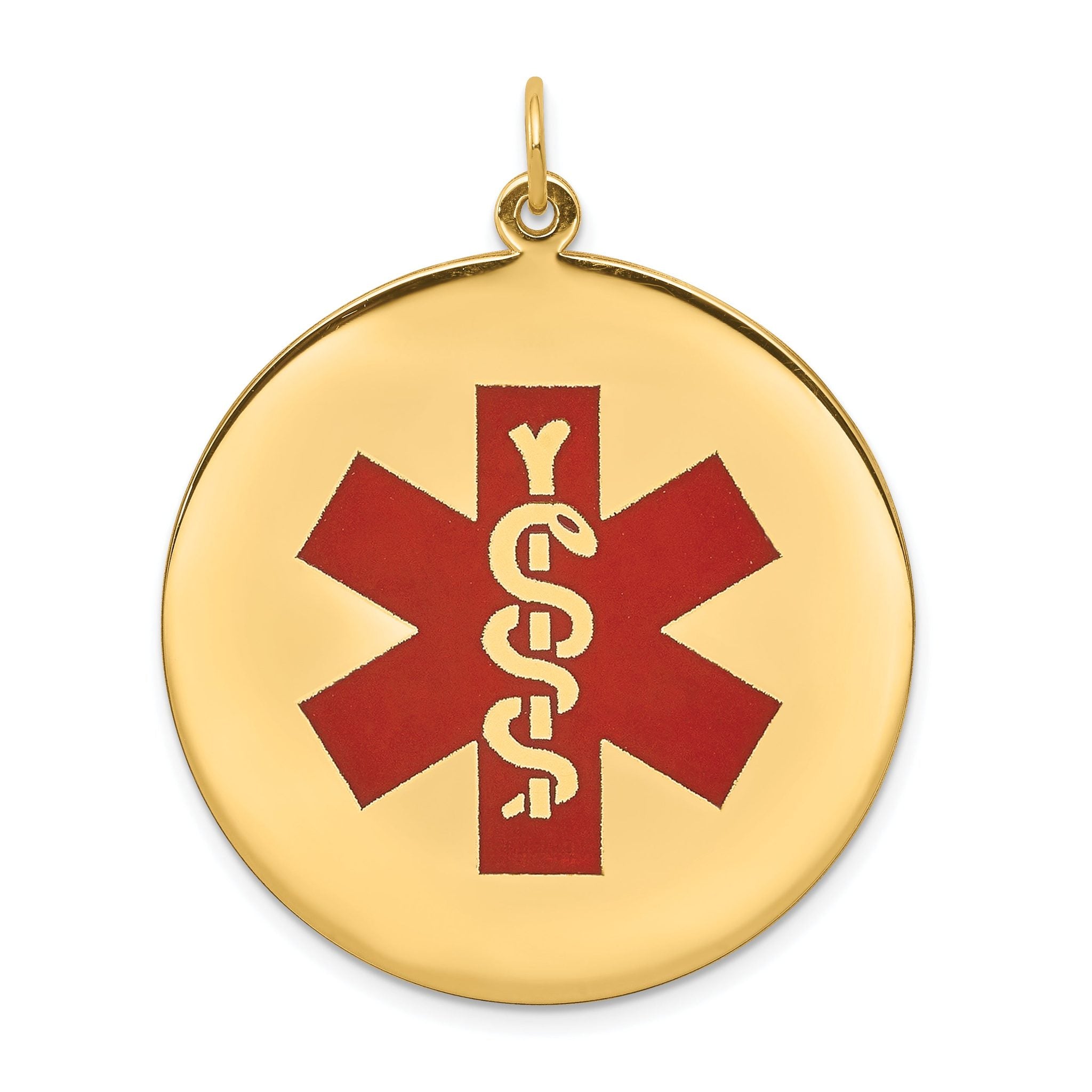 14K Red Enamel Medical Jewelry Pendant