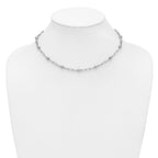 Sterling Silver RH-plated Polished Fancy Link w/2in ext. Necklace