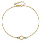 14k Two-tone Circle and Diamond-cut Beads 9 inch Plus 1 inch Bead Dangle Extender - Total 10 inch An