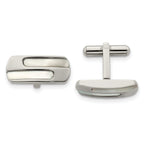 Polished Stainless Steel Mother of Pearl Cuff Links