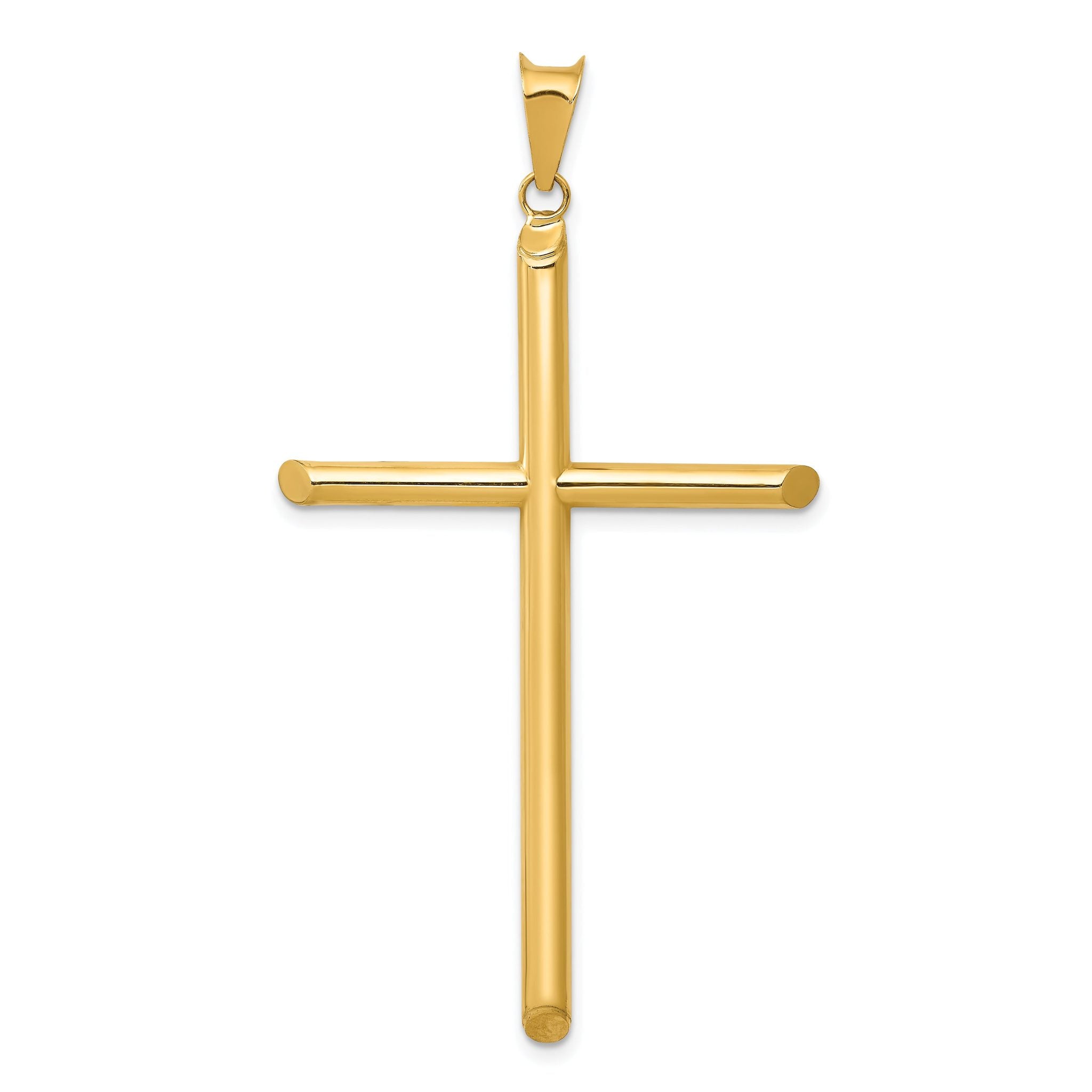 14K Gold 3D Polished Hollow Cross Pendant Elegant Timeless Design Main image