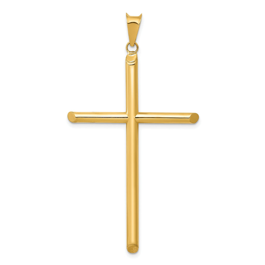 14K Gold 3D Polished Hollow Cross Pendant Elegant Timeless Design