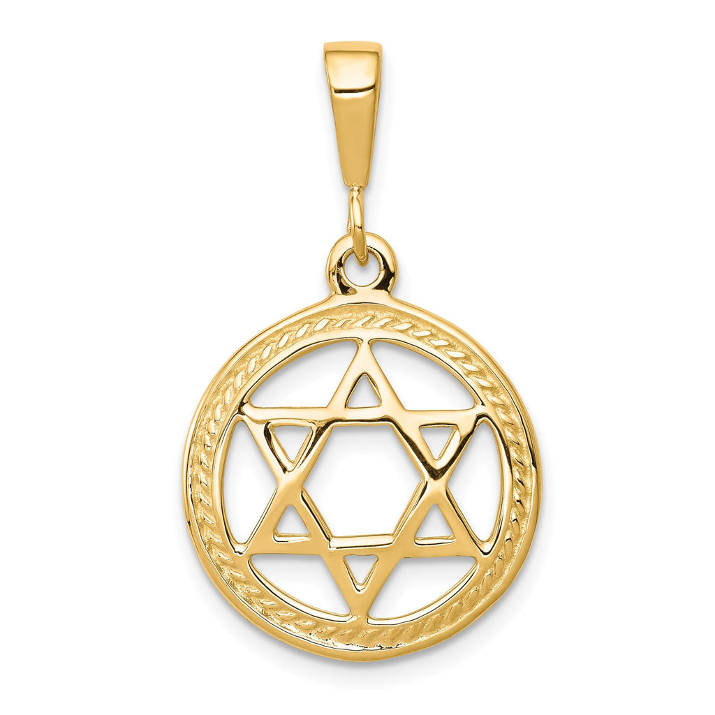 10K Yellow Gold Star of David Charm Polished, Solid, 30mm