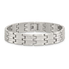 Stainless Steel Brushed Polished and Textured Link Bracelet for Men