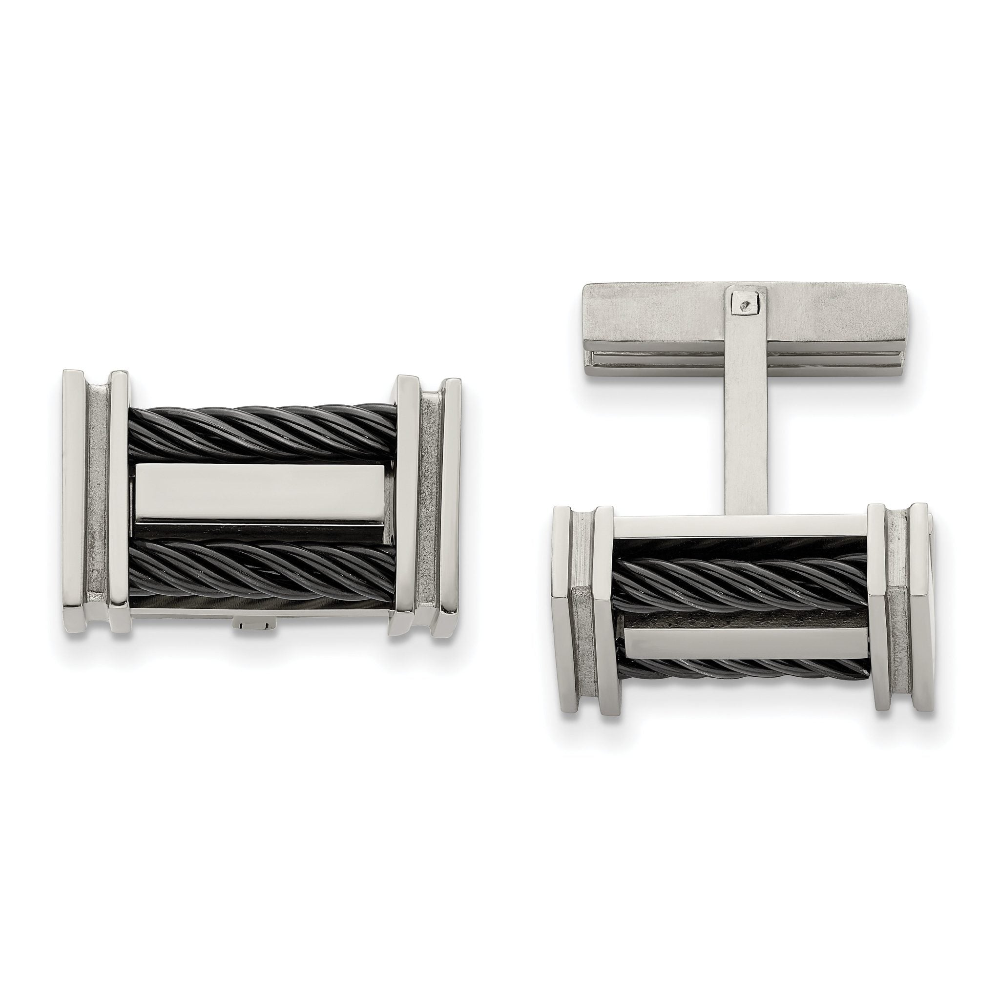 Titanium & Black IP-Plated Wire Cuff Links