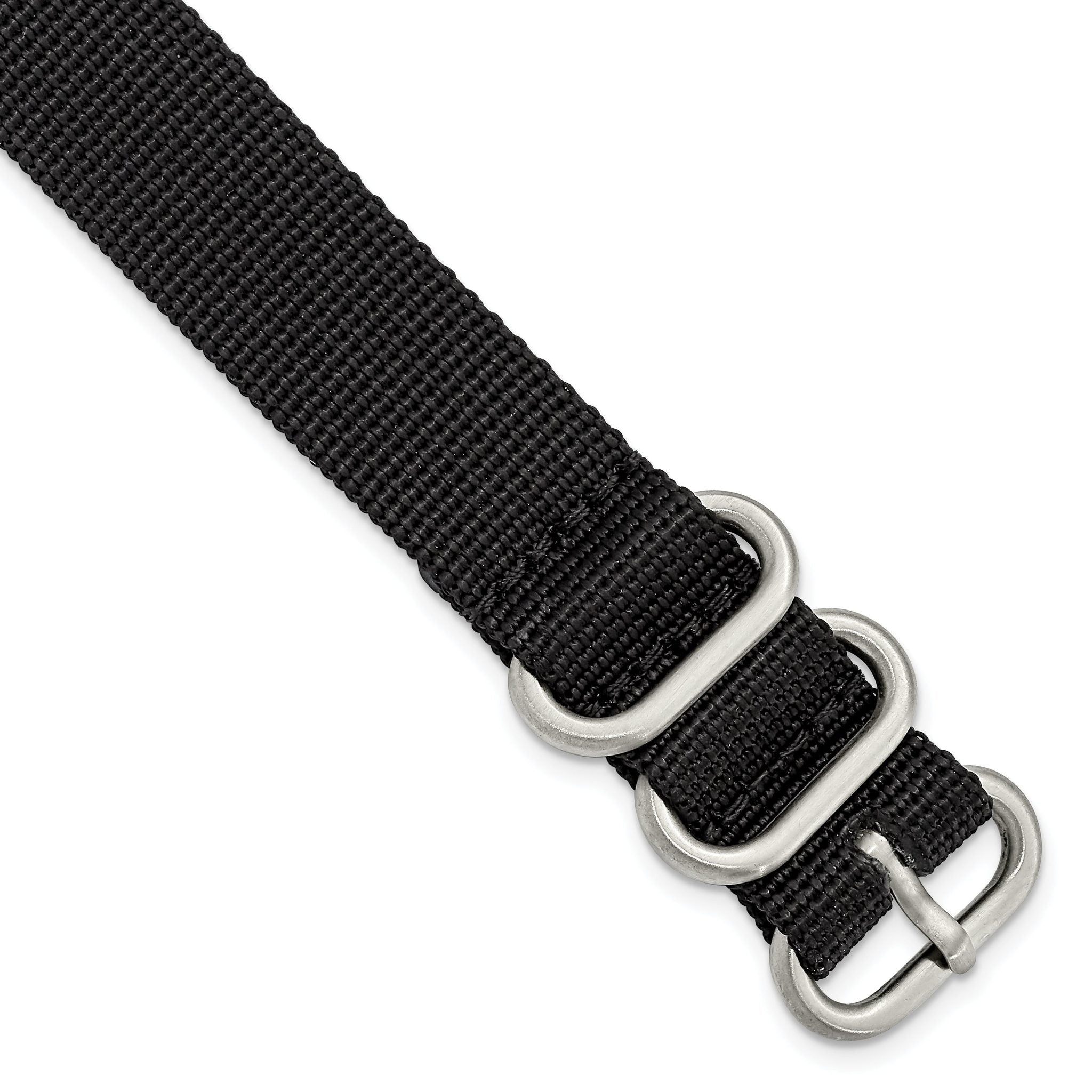 Military Ballistic Nylon Watch Band in Black, 22mm