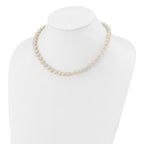 Sterling Silver Rhodium-plated 7-8mm White Near-Round Freshwater Cultured Pearl 7.25 inch Bracelet