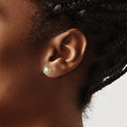 14k 5mm Square Checker-Cut Green Quartz Earrings