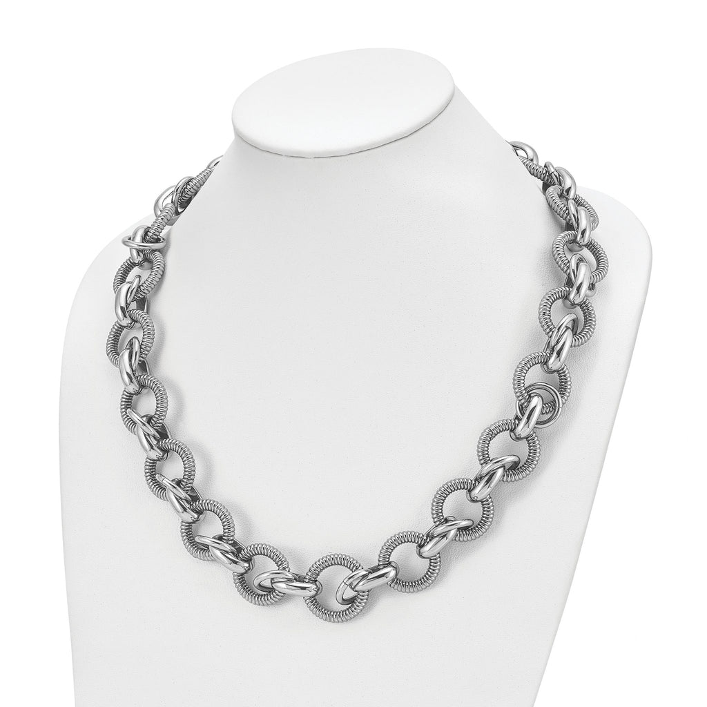 Polished Fancy Link Necklace in Stainless Steel