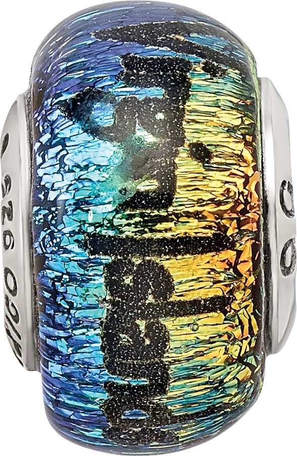 Sterling Silver 925 Orange Dichroic Glass Bead with Elegant Island Vibes
