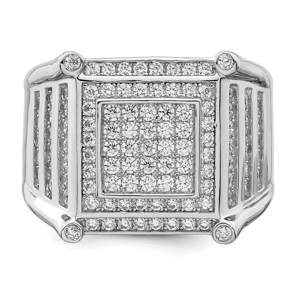 Brilliant Embers Sterling Silver Rhodium-plated 109 Stone Micro PavÃƒÂ¢Ã‚â‚¬Ã‚Å¡ CZ Men's Ring
