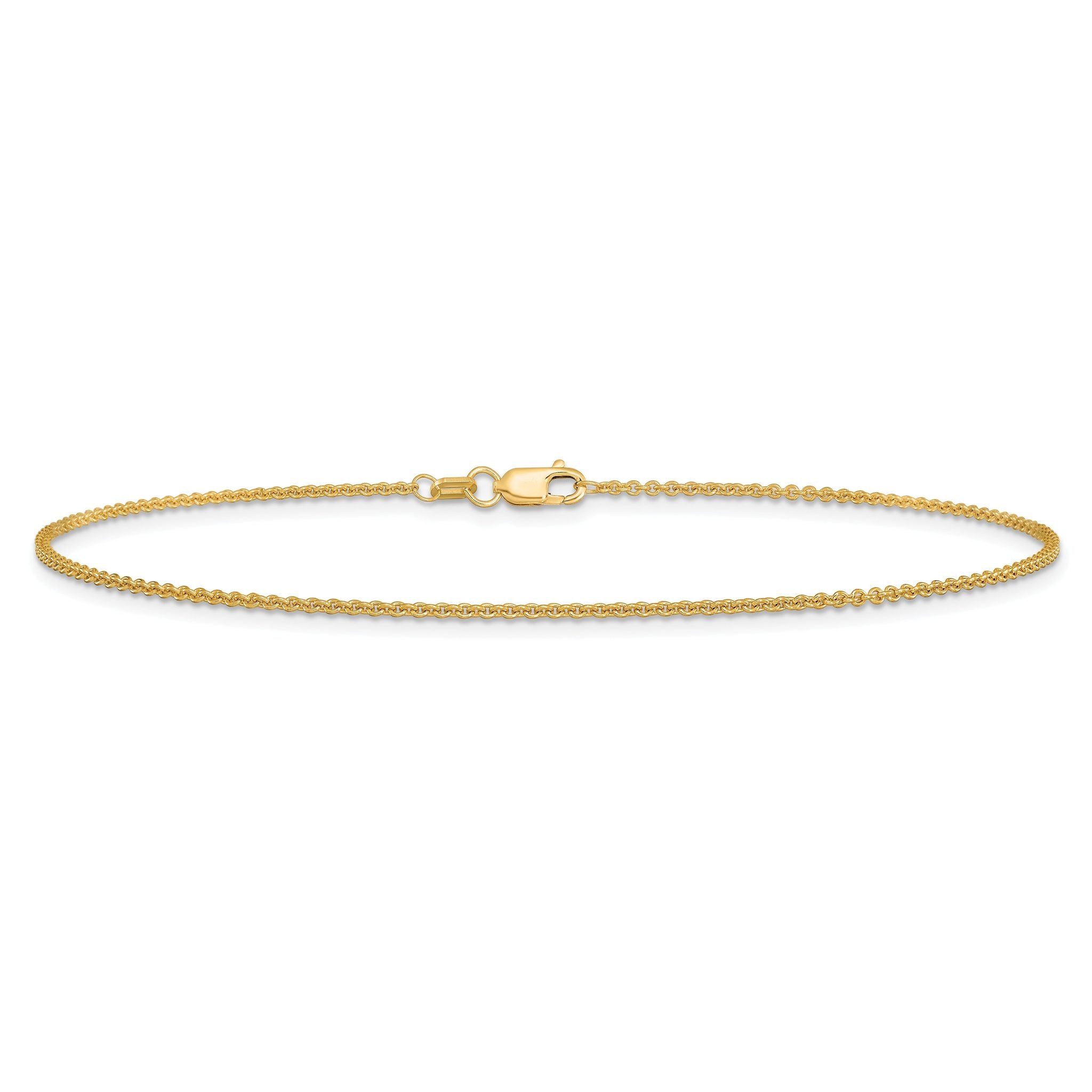 14K 10 inch 1.4mm Round Open Link Cable with Lobster Clasp Anklet Secondary image