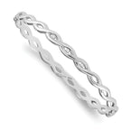 White Ice 925 Sterling Silver Diamond Twist Bangle with Rhodium Finish