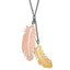 Sophia Jewelers Sterling Silver Two-Tone Feather Necklace with Rose and Gold Accents