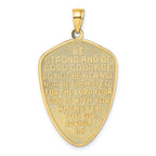 14K Yellow Gold With Rhodium Cross Shield W/ Joshua 1:9 On Reverse Charm