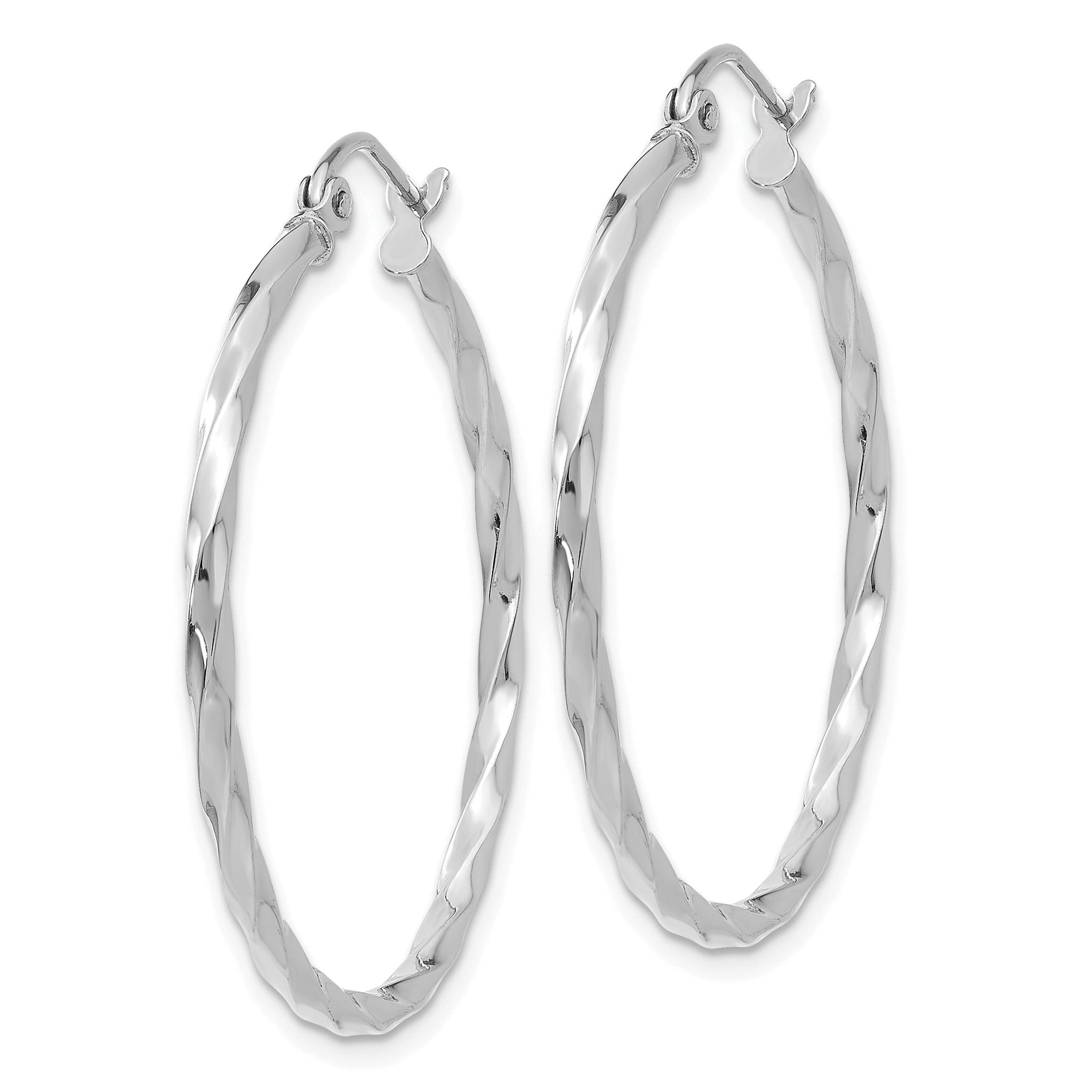 14k WG Twist Polished Hoop Earring Secondary image