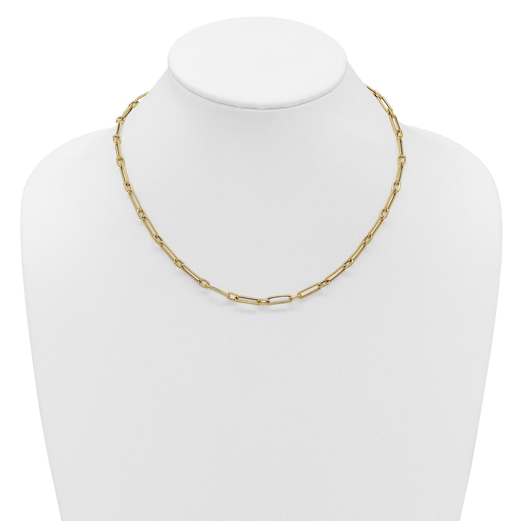 14K Polished and Textured 4.2mm Fancy Link Necklace