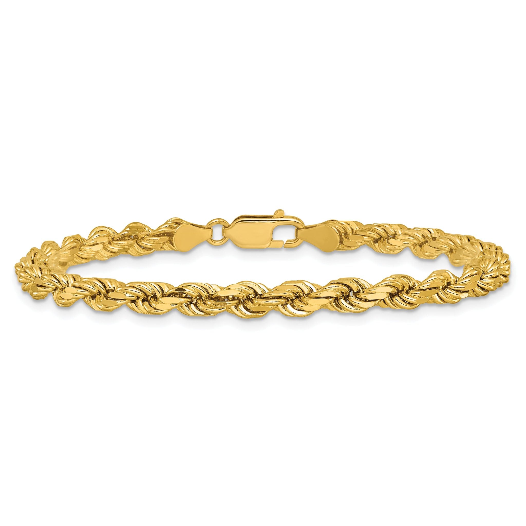 14K 7 inch 4.5mm Diamond-cut Rope with Lobster Clasp Chain