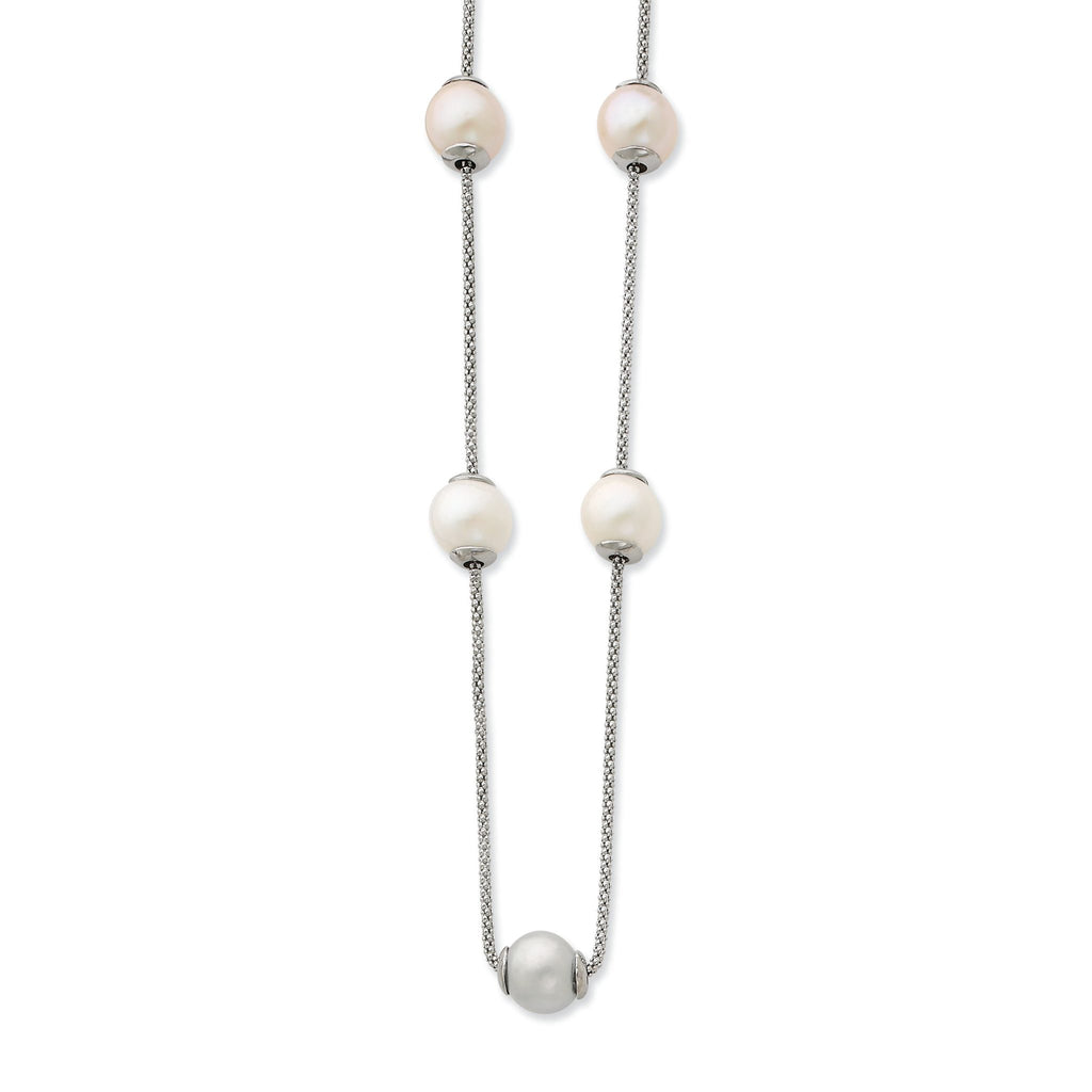 Sterling Silver 9-11mm Multi-color Freshwater Cultured Pearl With  2in ext. Necklace