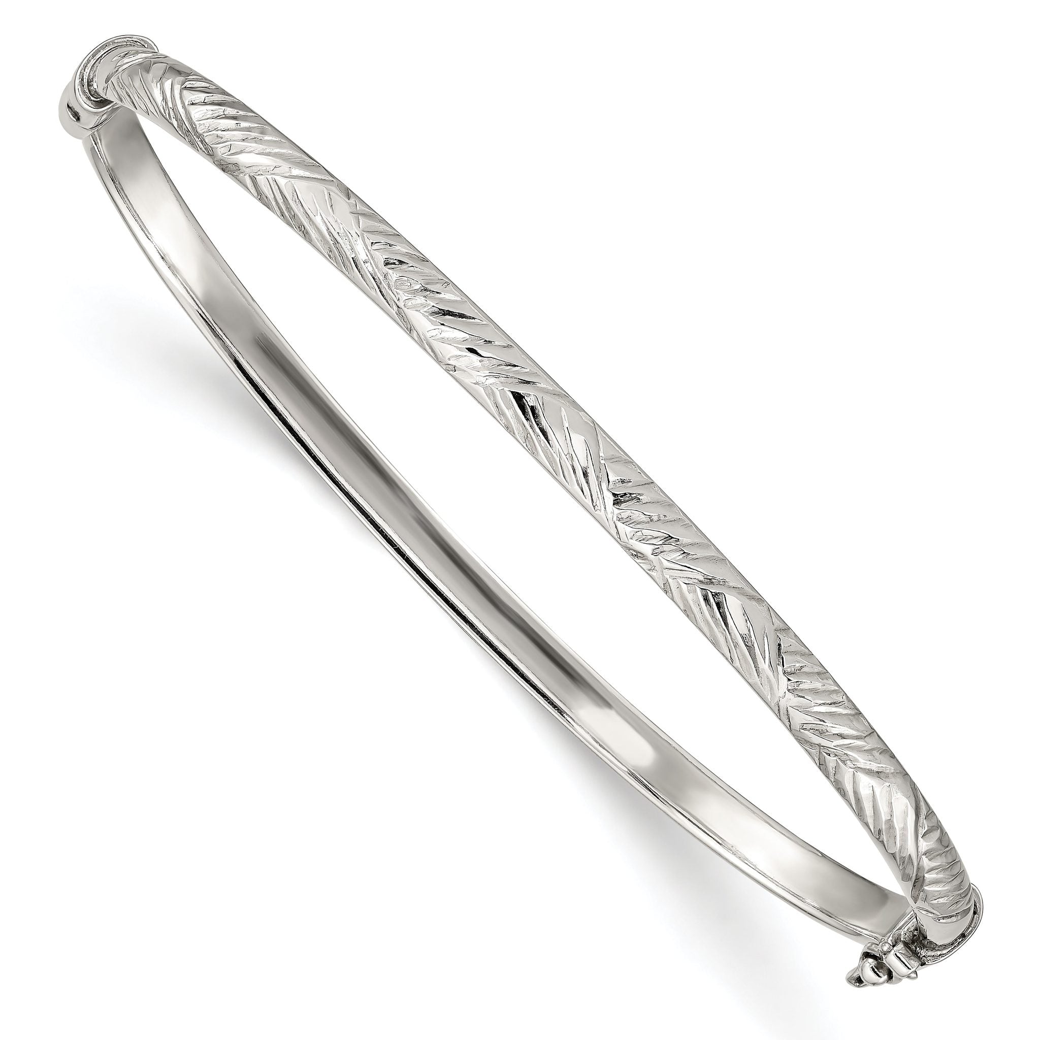 Sterling Silver Diamond Cut 4mm Bangle Main image