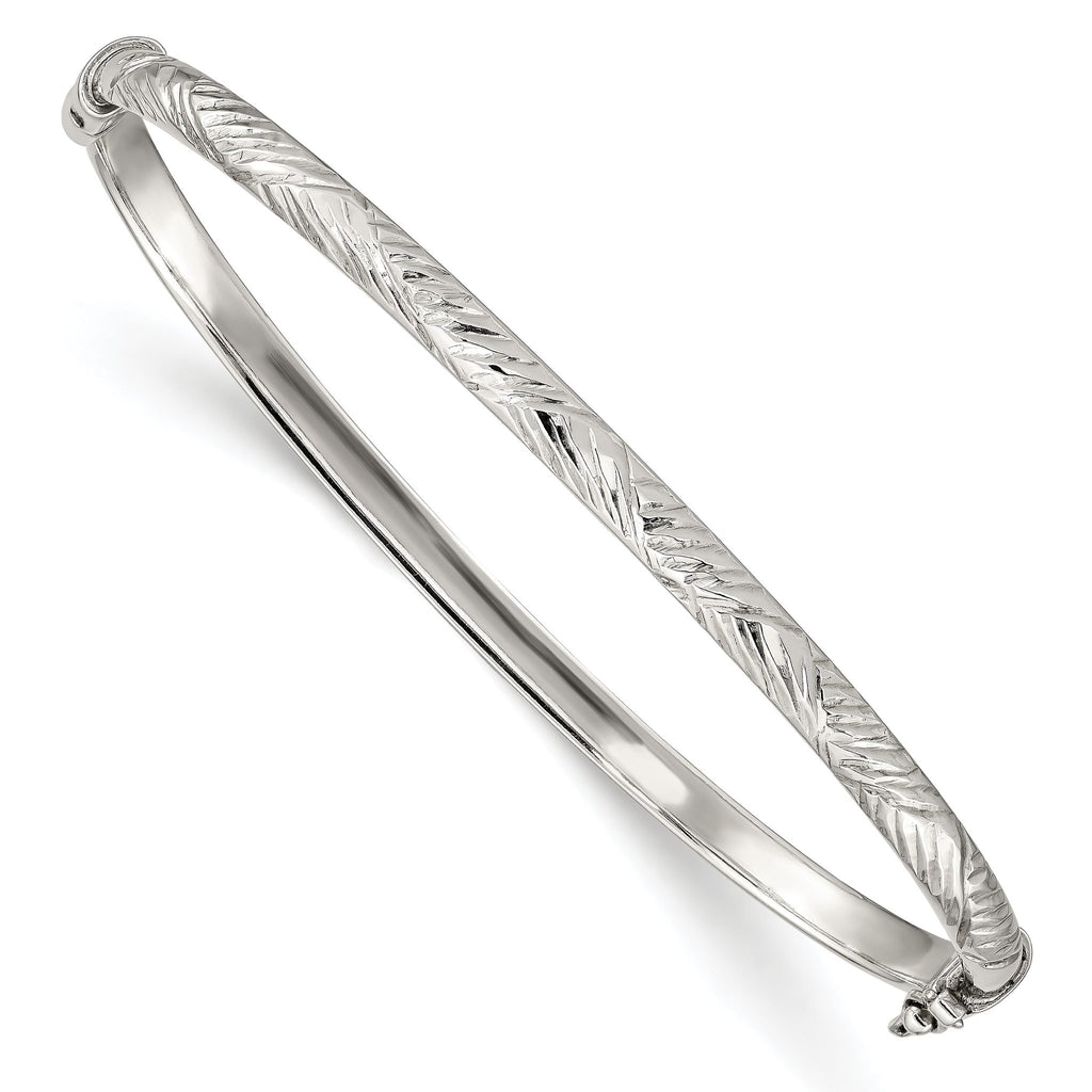Sterling Silver Diamond Cut 4mm Bangle