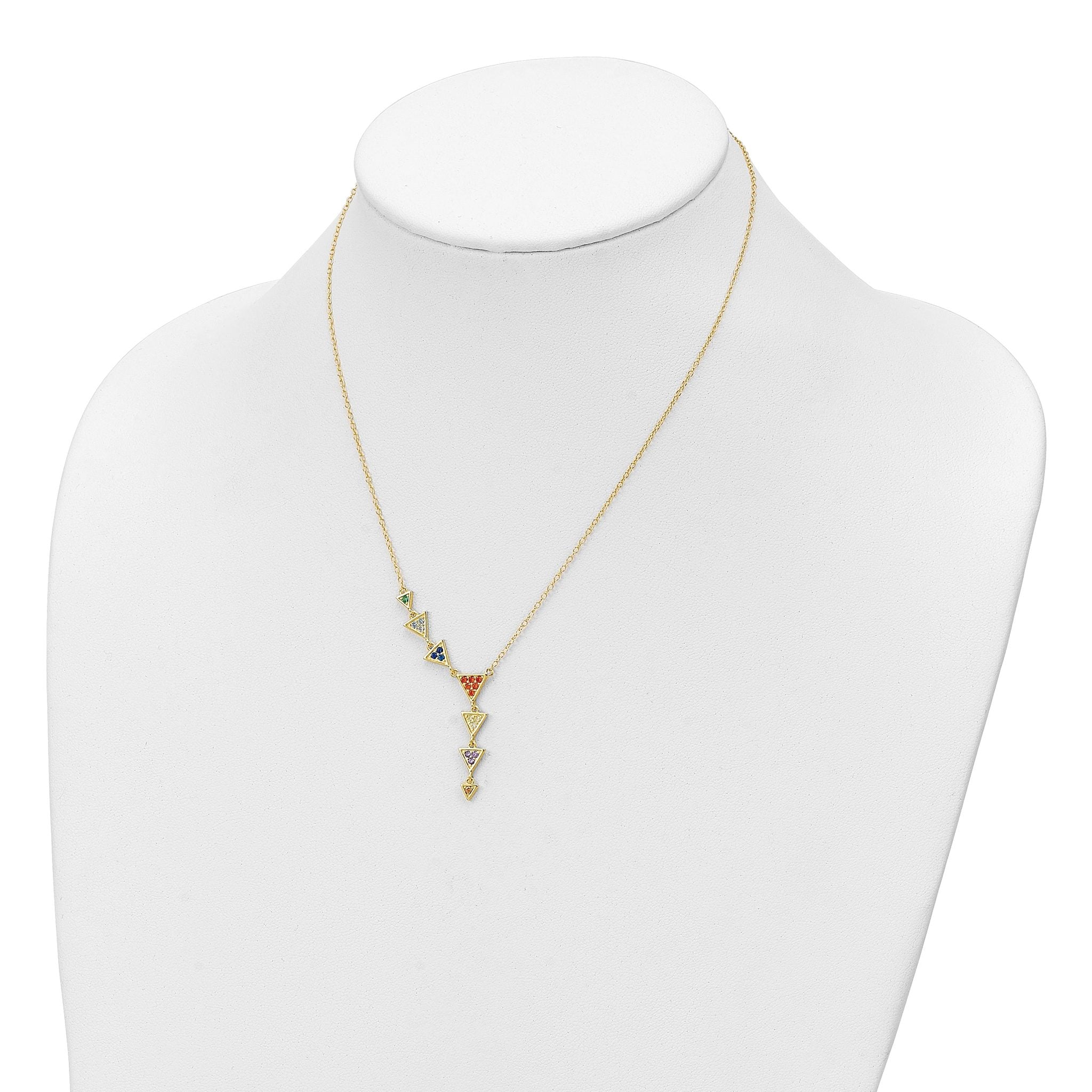 Sterling Silver Gold Tone Multicolor CZ Necklace