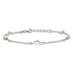Sterling Silver Dolphin 5-Station 9 inch Plus 1 inch Extender - Total 10 inch Anklet