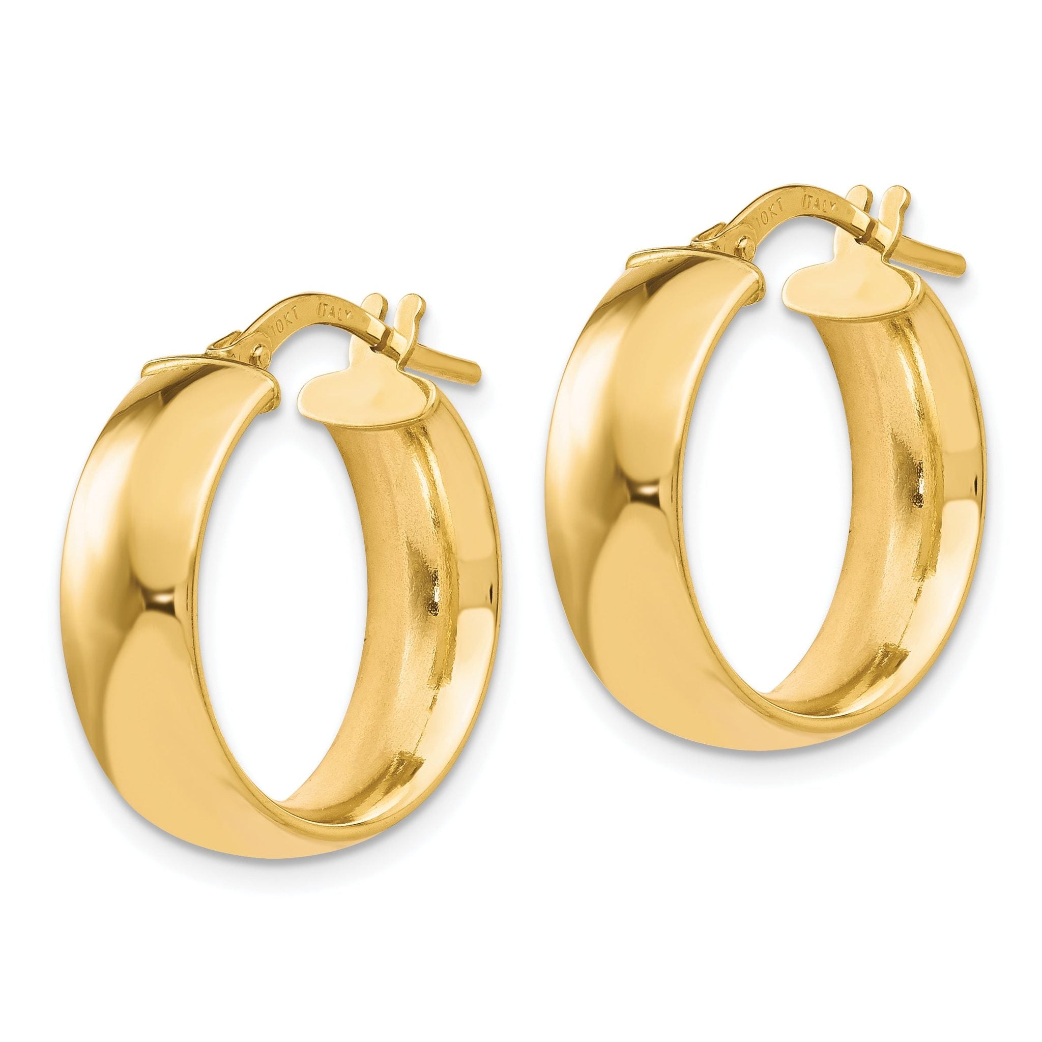 10K Gold Polished Hoop Earrings with Hollow Design and Lifetime Guarantee Secondary image