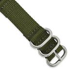 Olive Ballistic Nylon Watch Band in Stainless Steel, 24mm