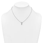 Sterling Silver Rhodium-plated Polished Heart Dangle Paperclip Link 16 Inch with 2 Inch Extension Necklace