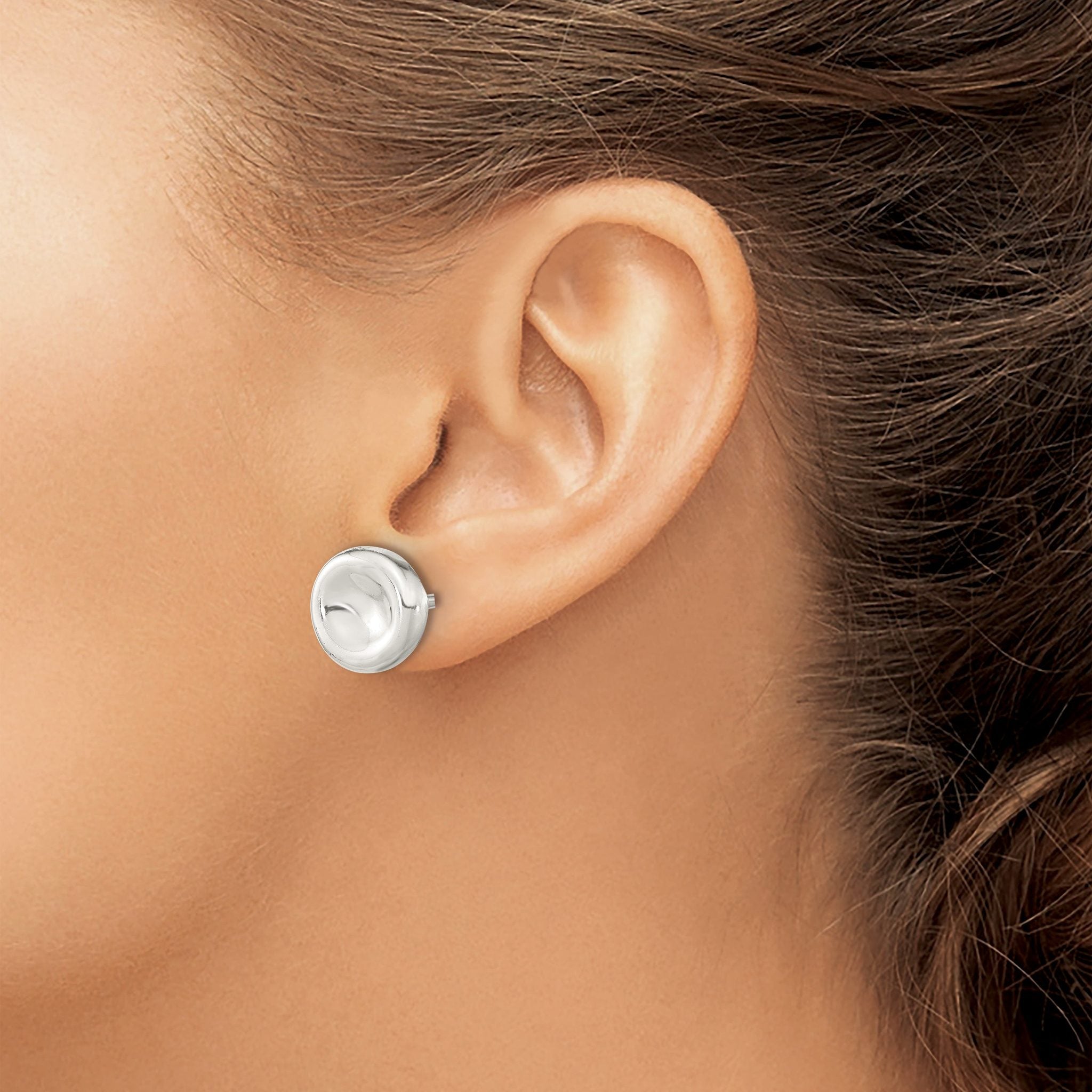 Sterling Silver Polished Puffed Circle Post Earrings
