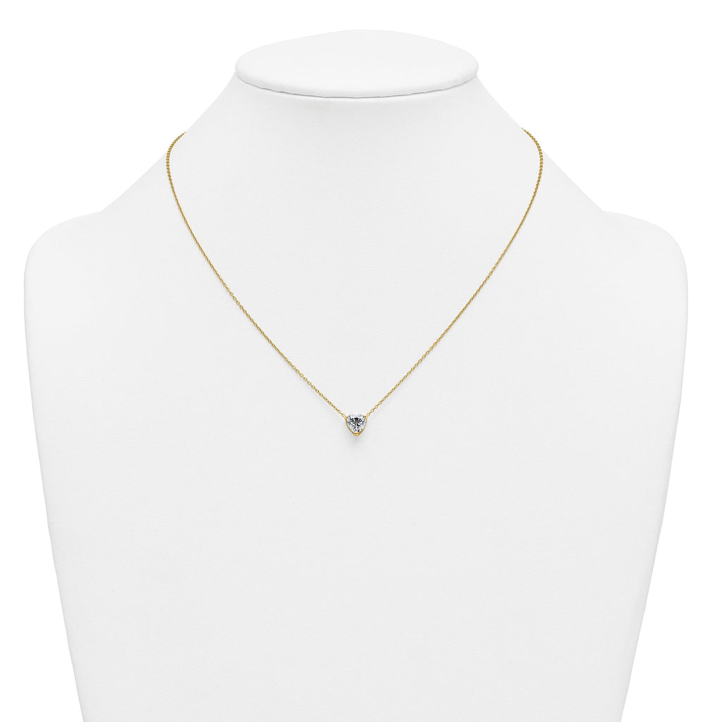14k 1 1/2 carat Lab Grown Diamond VS+ F+ Heart Complete 18 inch Four Prong Pendant Necklace