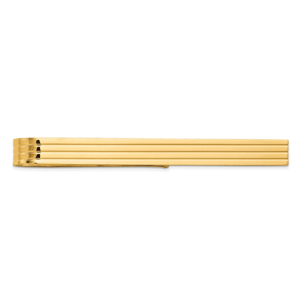 14k Mens Grooved Tie Bar