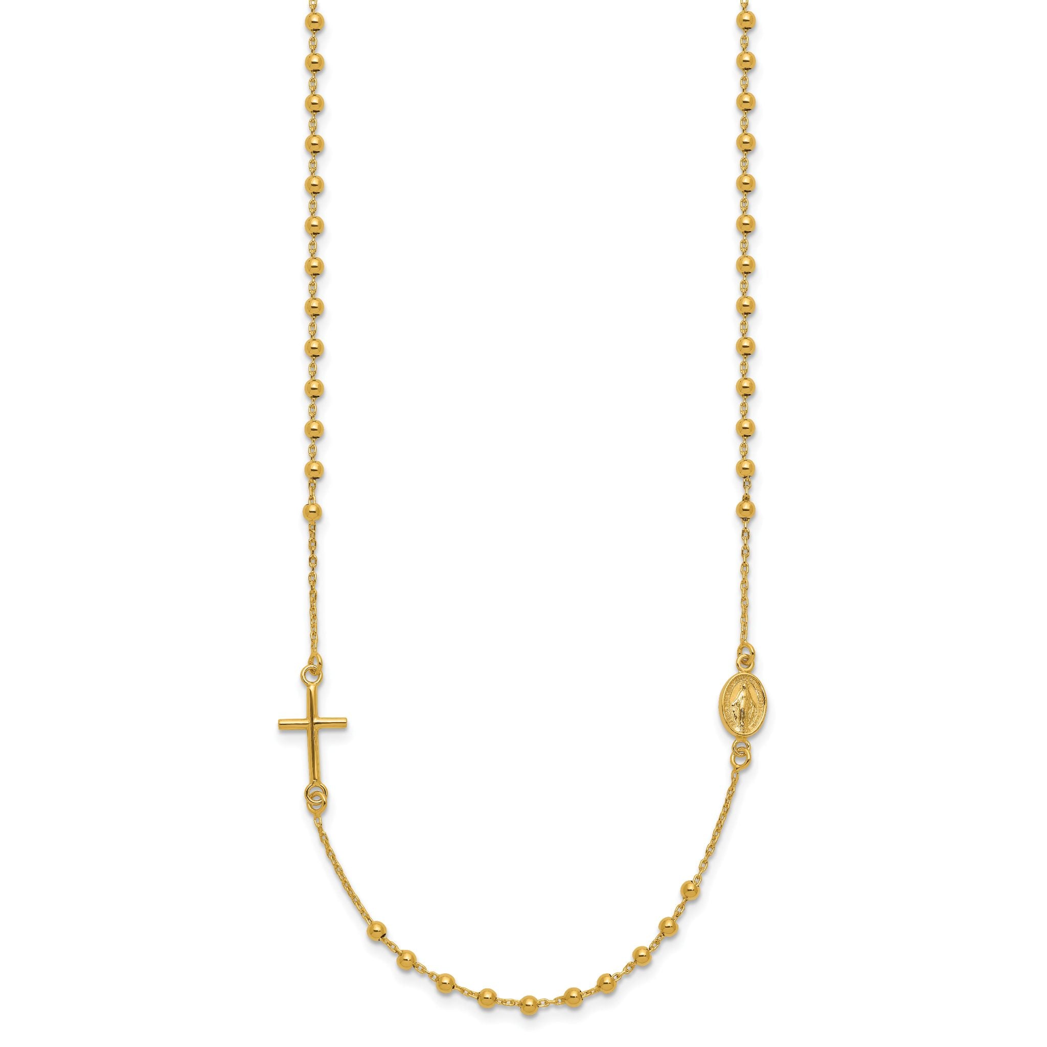 14K Gold Polished Rosary Necklace with Cross  Elegant Women's Faith Symbol Secondary image