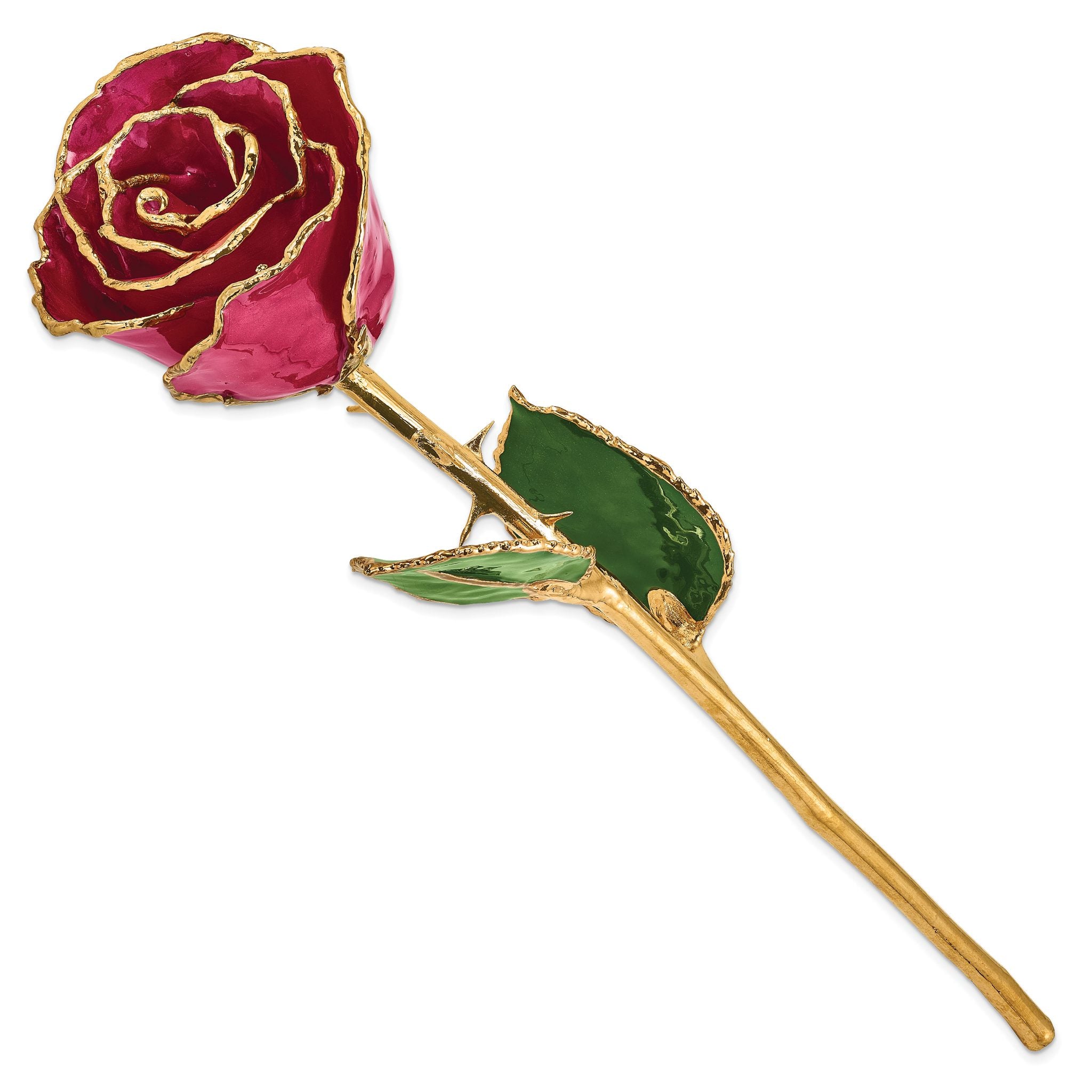 Lacquer Dipped Gold Trimmed Ruby Sun Real Rose Secondary image