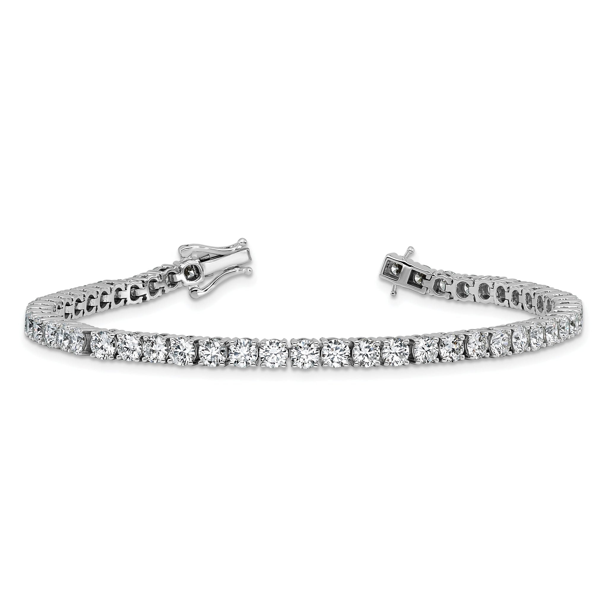 14k White Gold 7 7/8 carat Lab Grown Diamond VS/SI+ G+ Round Tennis Bracelet