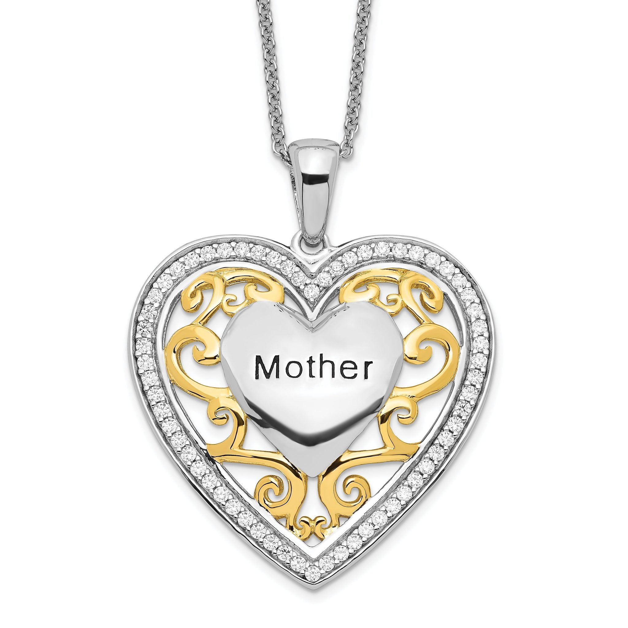 Sentimental Expressions Sterling Silver Gold-plated Mother 18 Inch Heart Necklace Main image
