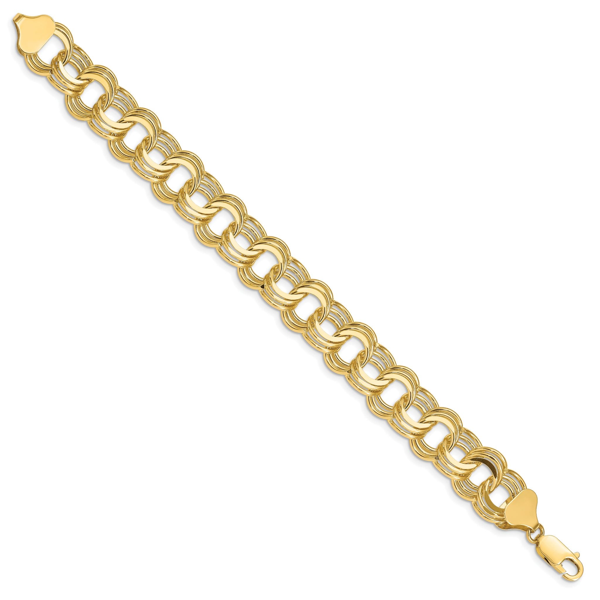 14k 12mm Solid Triple Link 7 inch Charm Bracelet Secondary image
